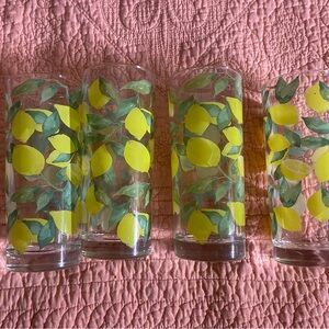 Lemon Print Glass Tumblers Set of 4. Highball lemonade. Perfect cottage charm